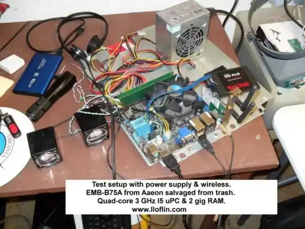 EMB-75B mother board test setup.